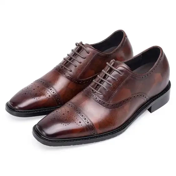 Online shop brown luxury fashion guangzhou leather chunky men's business formal dress shoes & oxford