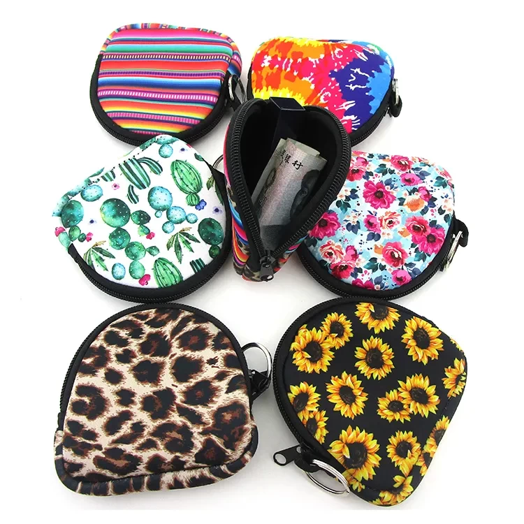 Wholesale RTS Neoprene Sublimation Mini Wallet Coin Purse/Pouch/Wallets & Holders