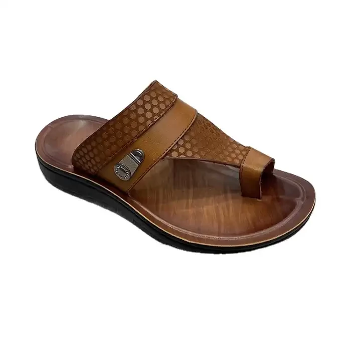 Men's summer new slippers beach shoes genuine leather embossed style men's sandals other trendy shoes other trendy shoes