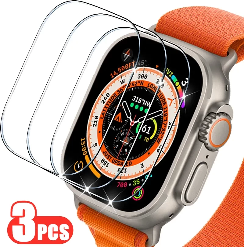 3pcs Tempered Glass for Apple Watch Ultra 49mm Screen Protector for iwatch Ultra 49mm HD Glass Protective Film