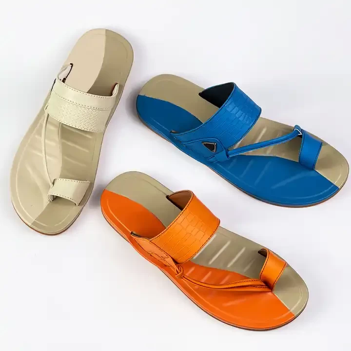 Africa style shoe white orange blue outdoor indoor soft arabic casual sandals slippers for men