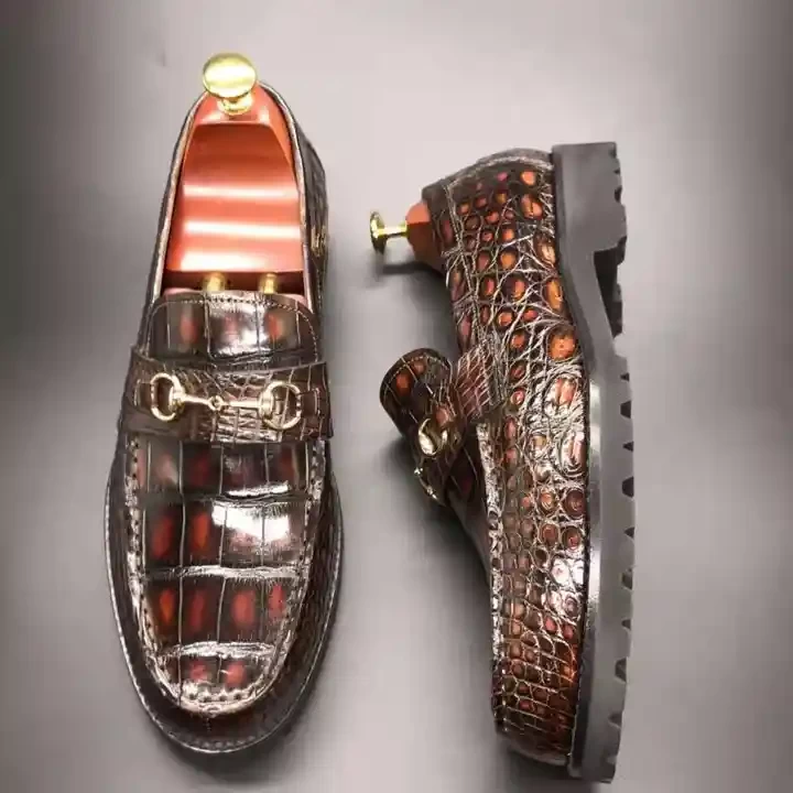 Men's loafer shoes hot sale crocodile dress shoes men genuine leather classical High quality men dress shoes