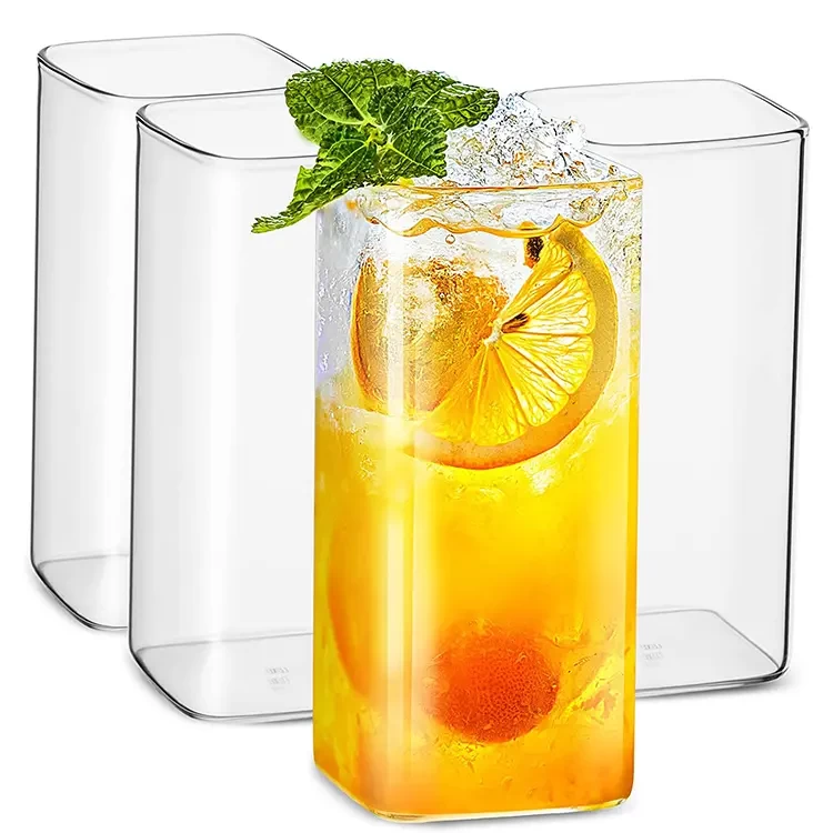 Square Shaped Drinking Glasses Clear Juice Glass Got Water Beer Highball Cups Shot Glass Cup
