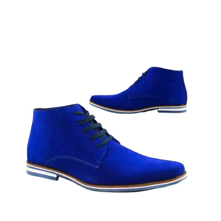 Hot Sell Blue Suede Chelsea boot men Genuine Leather Fashion Gentle Ankle Derby Men Winter Boots