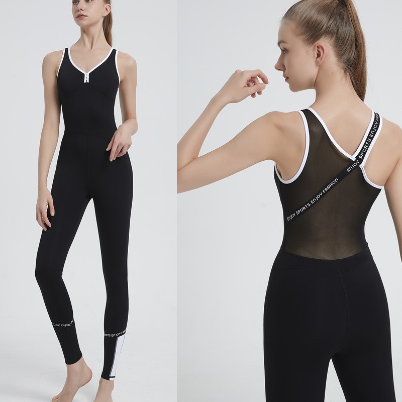 One-piece yoga suit women's spring new European and American professional temperament thin dance sports suit high-end fitness suit