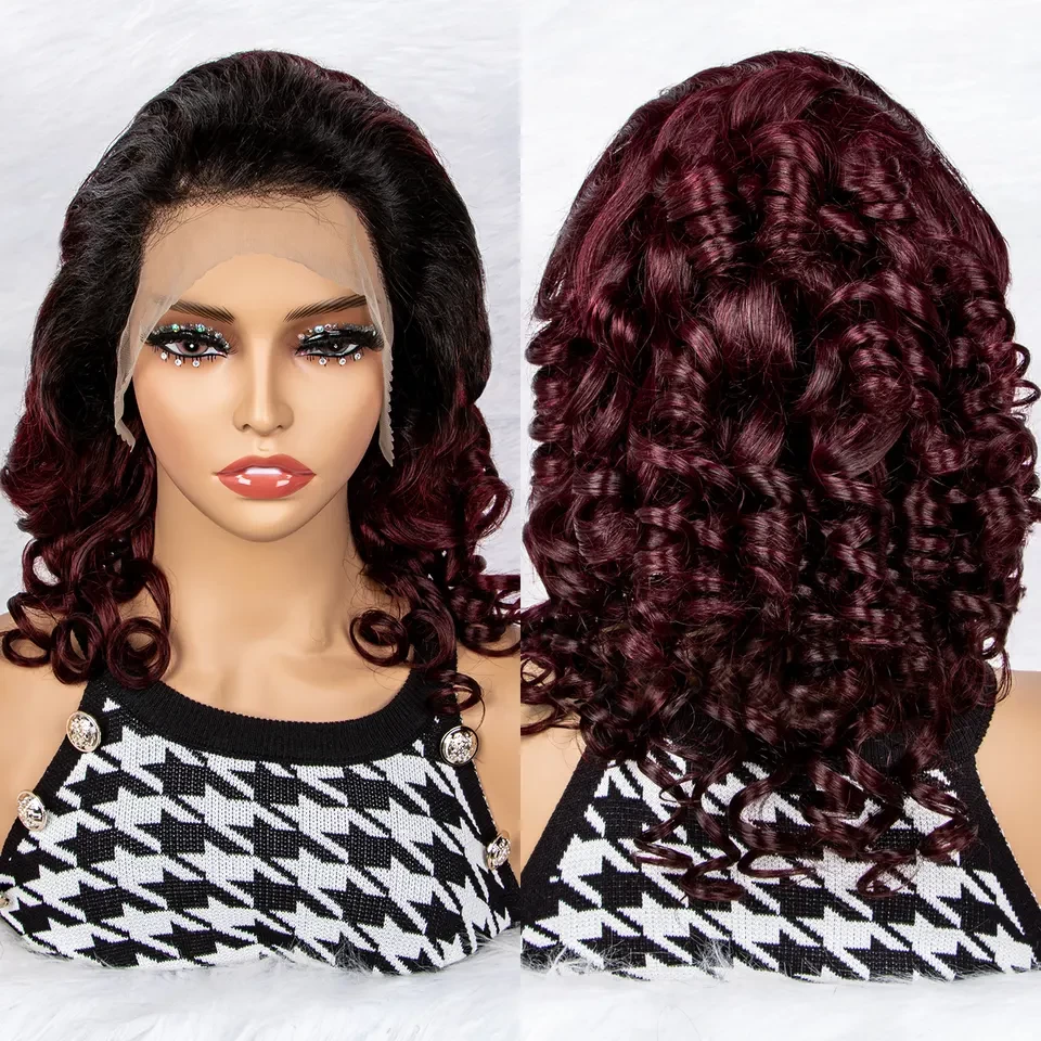 Good quality 13x4 frontal lace wig 1B99J colored perruque human hair hair extensions & wigs