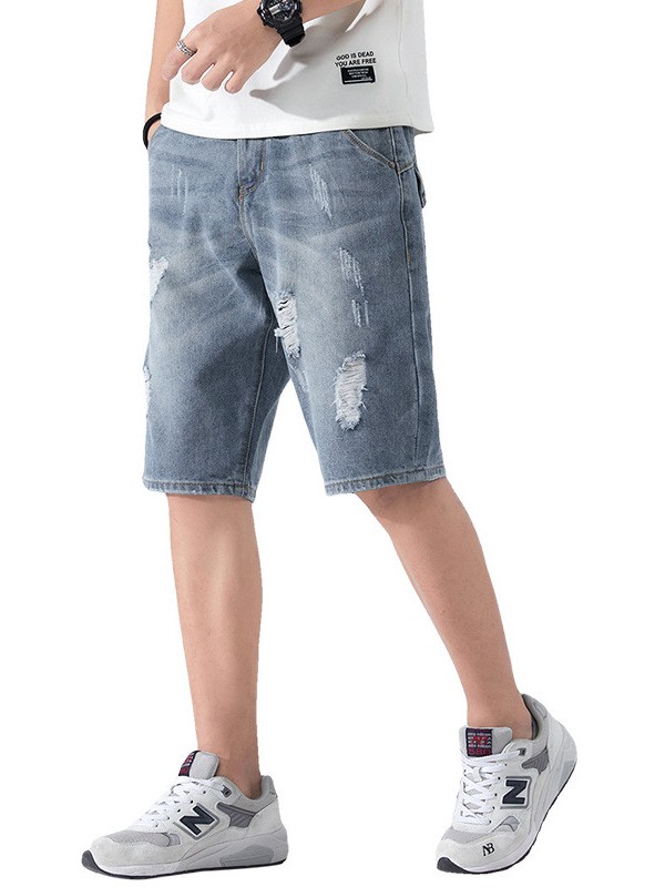 Summer Thin Men's Denim Shorts Hole Versatile