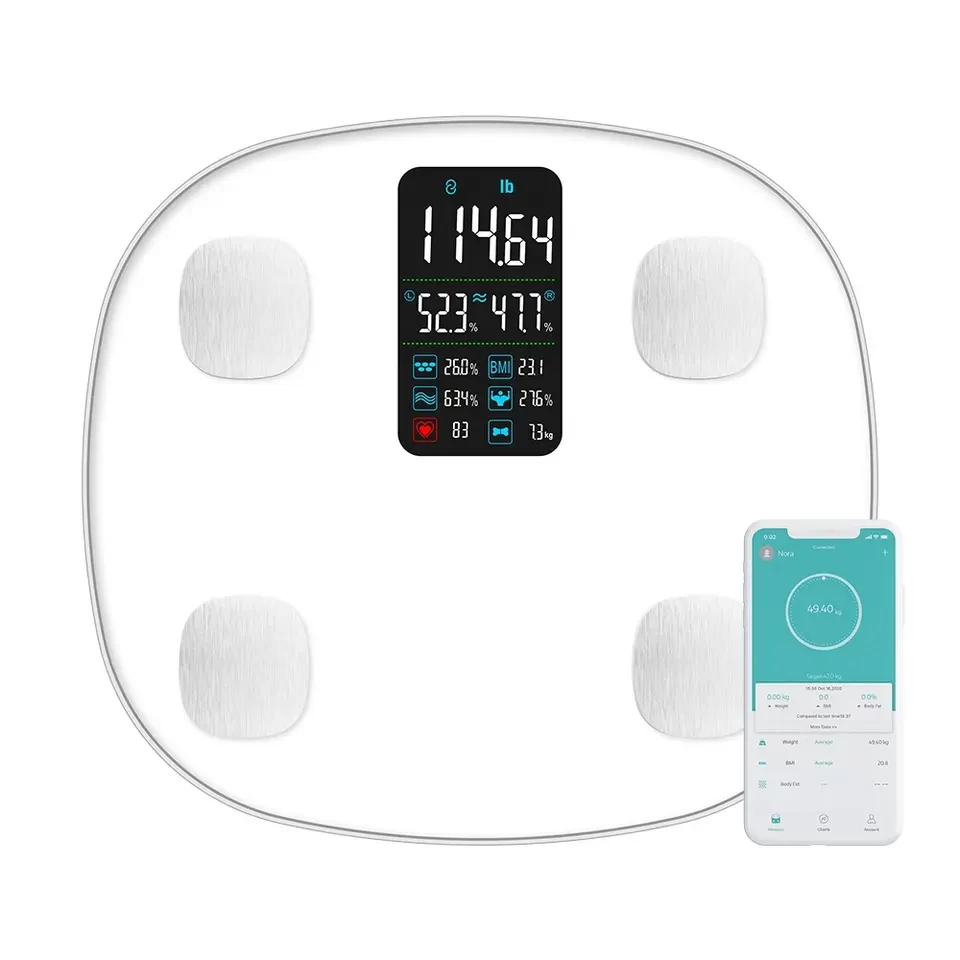 Home Improvement Va Screen Heart Rate Four Electrodes Balance Body Weight Smart Bathroom Body Fat Scale Digital With App