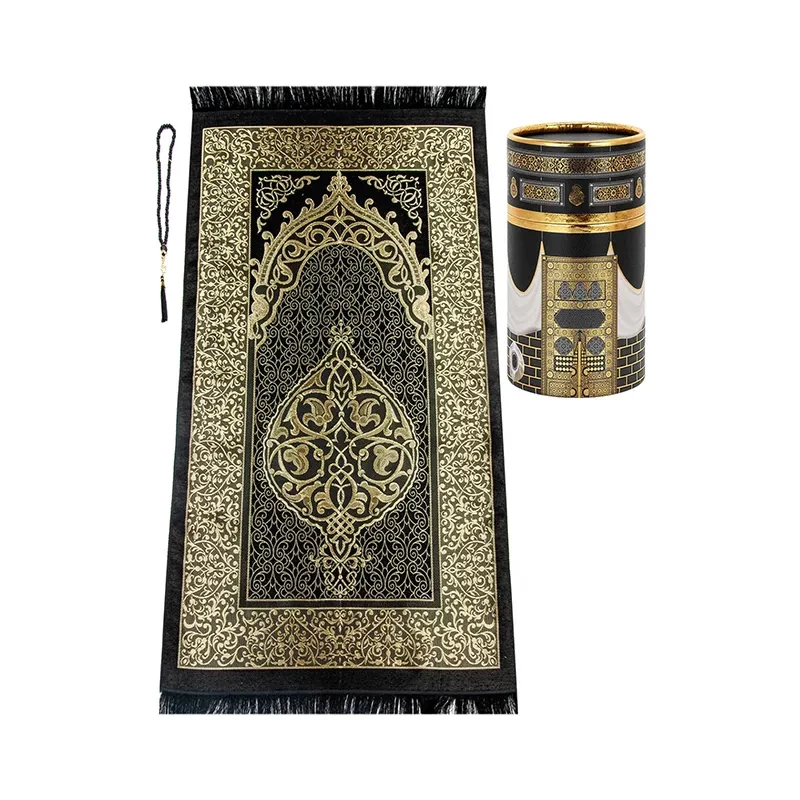 Muslim Prayer Mat Gift Set Travel Wholesale Pocket Islamic Plain Prayer Mat Sejadah Prayer Mat