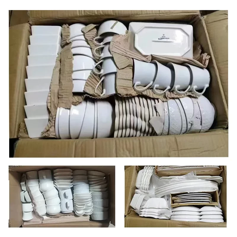 Factory Wholesales Stock White Ceramic Plate And Bowl Tableware Plates Restaurant Ceramic Sell By Ton
