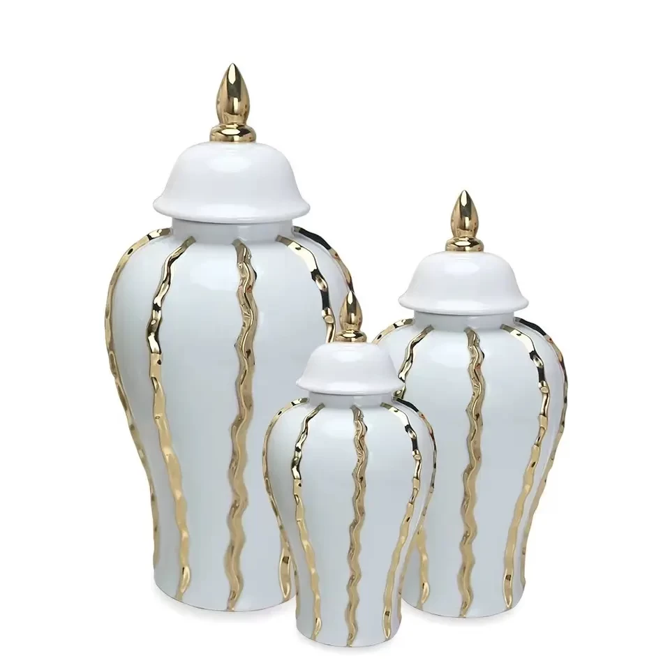 Nordic porcelain ginger jar white slim temple vase tabletop porcelain jar home decor