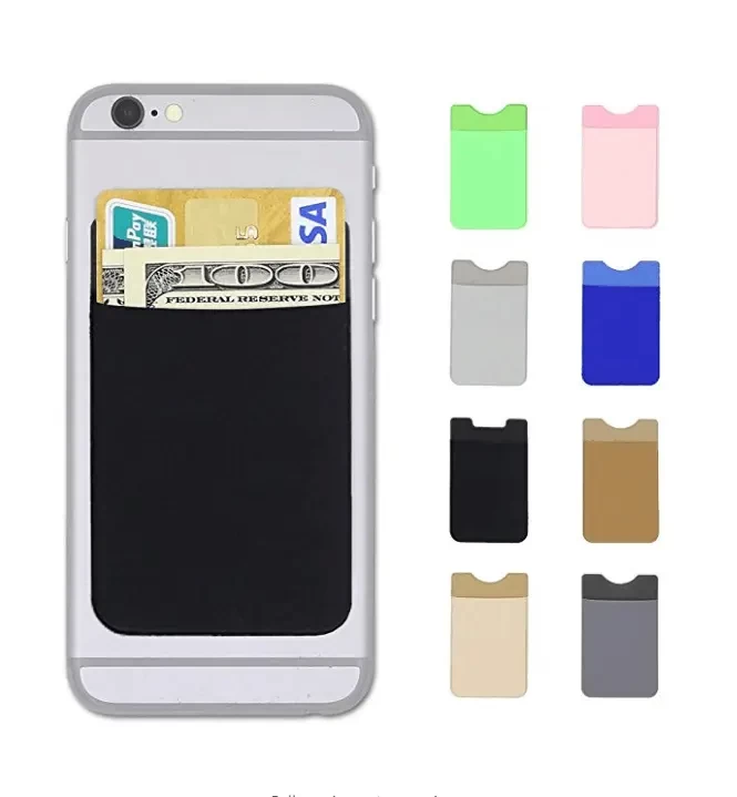 Adhesive Phone Wallet Elastic Fabric Cell Phone Card Holder for All Smartphones & Cases