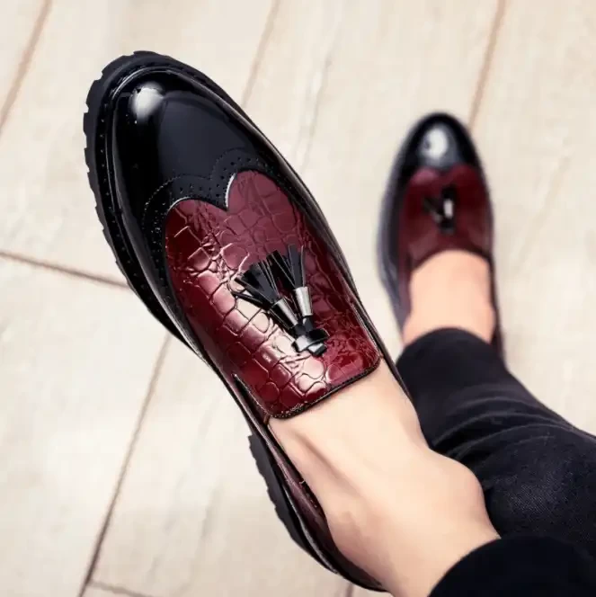 New fashion elegant men tassels office slip on leather shoes