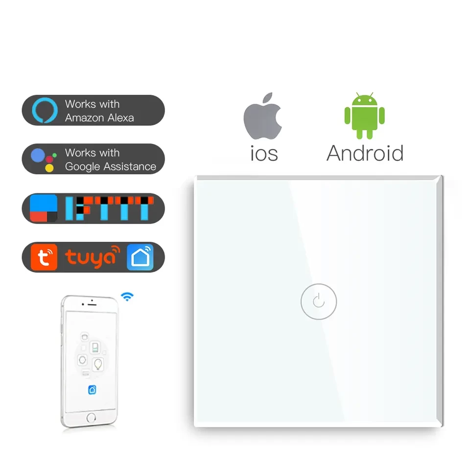 MVAVA 1 Gang Smart wall switches smart home wifi light touch switch zigbee smart switch work with alexa google home