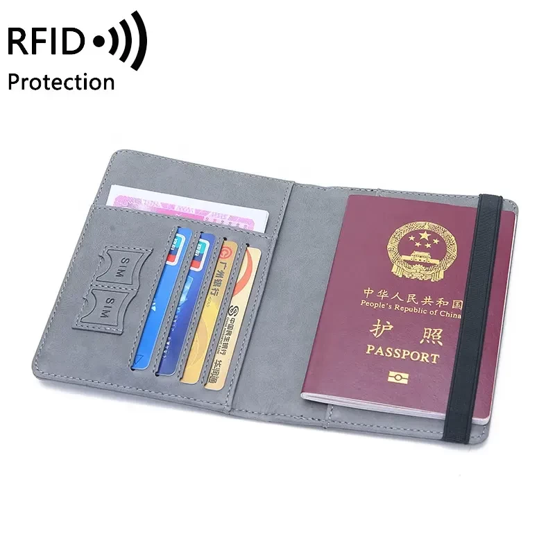 Hot Sale cheap Travel Rfid Blocking Wallet Passport Blanks Case Genuine Leather Passport Wallet Card Holder