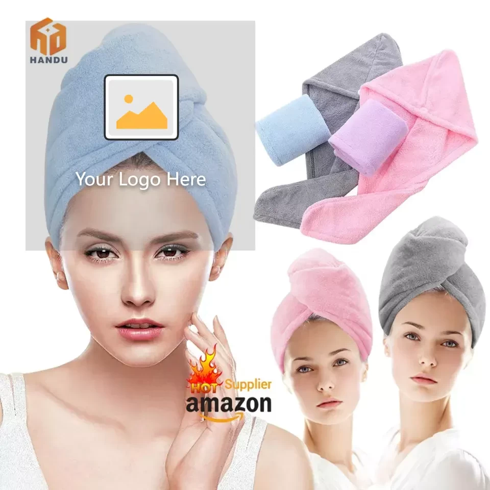 Custom logo personalized super absorbent Quick Dry Soft Magic Turban microfiber hair towel wrap