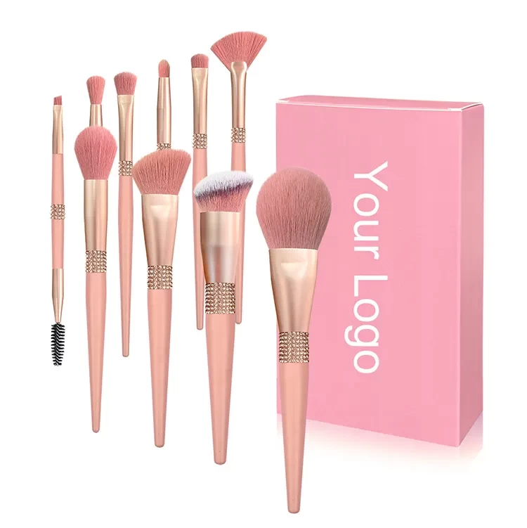 Trending Products 2023 New Arrivals Cute Pink Pretty Lip Makeup&Tools Fashion Face Makeup Brush Set 10 Piece