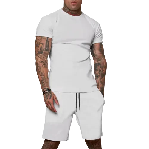 Summer 2023 New Mens 2 Piece Track Suit Sets Sports Loose Short Sleeved Shirt Custom Logo Joggers Shorts Set For Me
