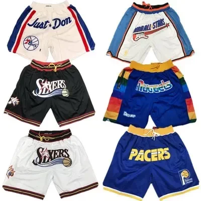 Top Quality America USA 30 Teams Breathable High Quality Men Mesh Shorts Chicago Embroidered Bulls Pocket Basketball Shorts