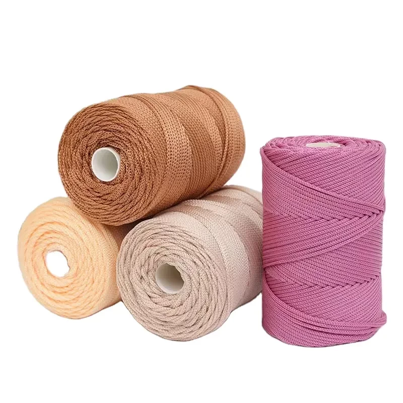 Wholesale 3mm 230Meter Knitting Polyester Braided Rope Hollow Packaging Crochet Cotton Rope DIY Macrame Nylon Cord