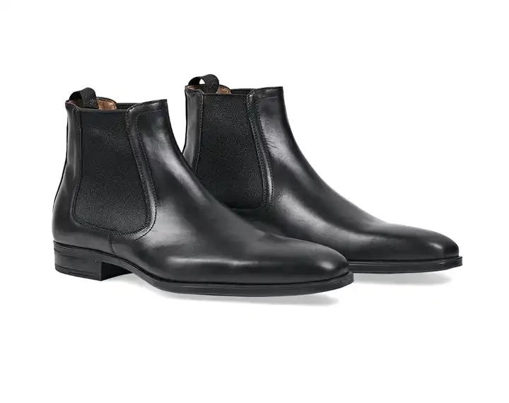100% Italian Made All-Weather Wear Calfskin New Original Black Chelsea Boots Men Leather Shoe